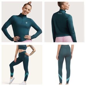 Peloton Women's Deep Teal Long Sleeve Top & Leggings Set Sz. Small